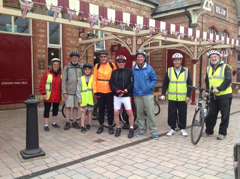 The riders are pictured at mid point stop at Irlam Station