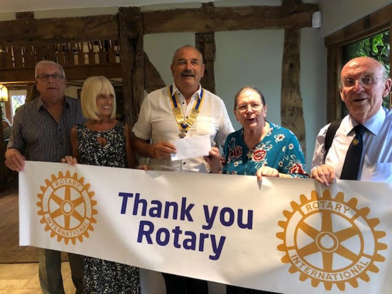 Left to right Rtn Rod Goodier Rtn Lorraine Sloane president Rtn Ian Robinson. Joan Myatt L A Club Rtn Eric Capper