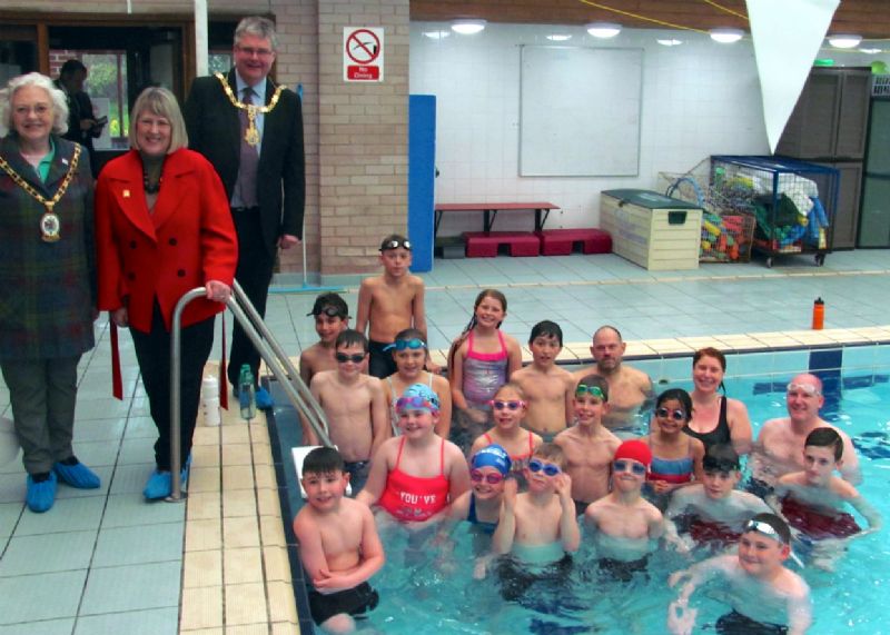 The pupils featured are from Wheelock Primary School  (where we have helped to set up a RotaKids club) and the civic dignitaries l to r are Lesley Smetham, chair of Cheshire East, Fiona Bruce MP and Richard Hovey, Sandbach Town Mayor .