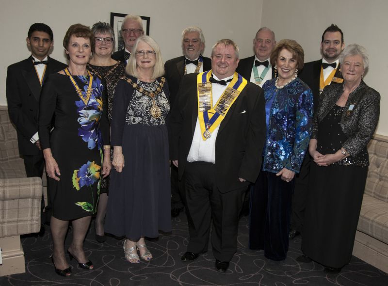 Pic l-r  President of Sale Rotary Club Minesh Viawala, Helen Lamerton President Inner Wheel, Mayors consort Ms Noelle Ryder, President of Probus Club Chris Lyngard, Mayor Cllr Judith Lloyd, President of 41 Club David Rundle, President of Altrincham Rotary