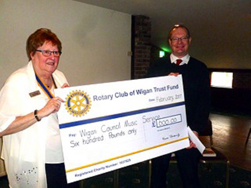 Left to right: President Maureen Bilsbrough with Dave Little displaying the cheque for £600