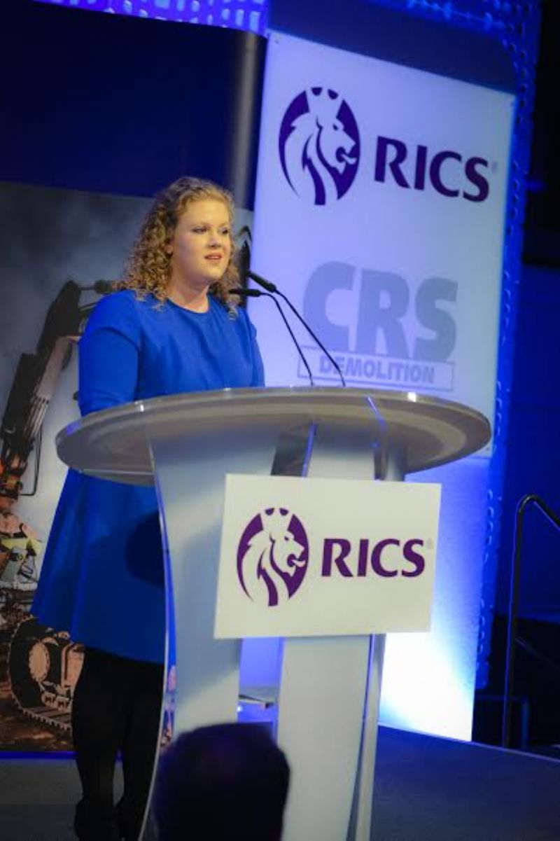 Amy Hinks, Development Manager of the Booth Centre speaking at the RICS Dinner