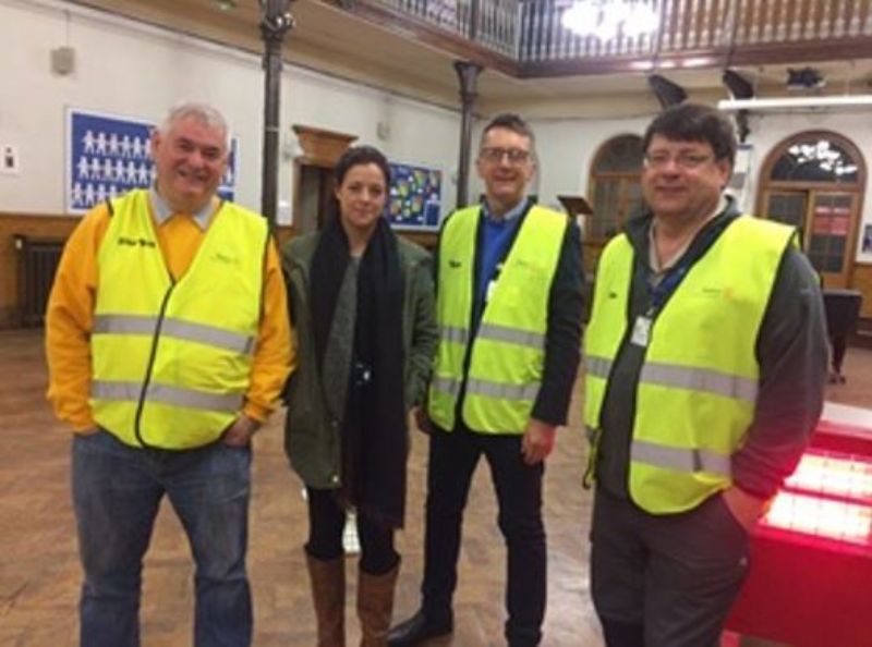 Alsager Rotarians Martyn, Tom and Don with Ashley the Rest Centre Manager