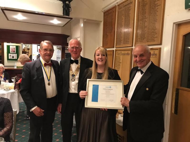 Secretary Roy Gibbins; President Paul Wightman; Deputy Head Caroline Molyneux and Past President Graham Yardley who is Rotary’s link man with the school.