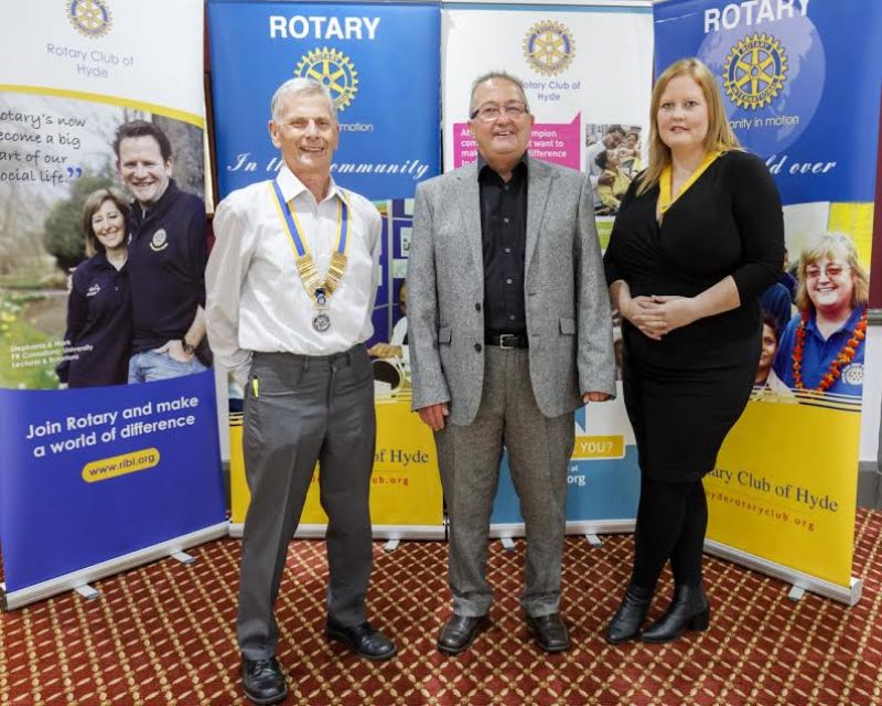 Pictured: Left to Right Incoming President Alan Oldham Outgoing President Kevin Maddox PHF Vice President Vicky Gaunt