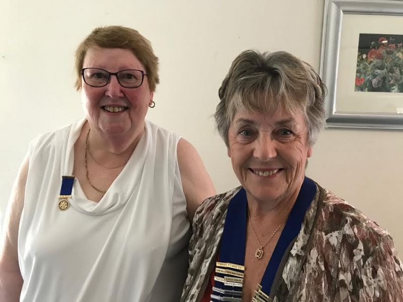 Left to right Maureen Bilsborough, retiring President after handing over to Gwyneth Millard, the incoming President for 2017-18.