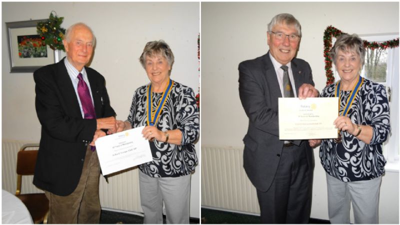 John Coupe (left photo) and Colin Wilkinson (Right Photo) receiving their awards from President Gwyneth