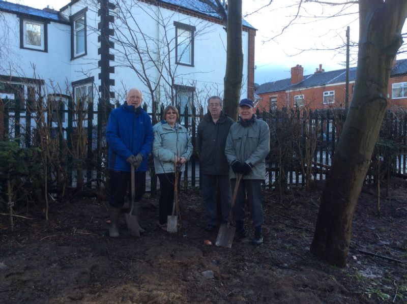 Left to right  Rtn Phil Hirst, Cllr and Rtn Eunice Smethurst, Norman Woosey, Springview Chricket and Bowling Club and Rtn Terry Hogan